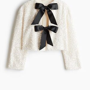 H&M SEQUINED BOW-FRONT JACKET